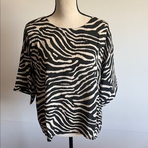 Dear John Black and White Zebra Print Boxy Top